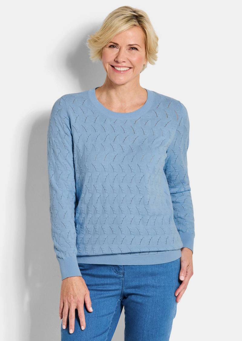 Strickpullover mit Zickzack-Zopfmuster - hellblau - Gr. 20 von Goldner Fashion von Goldner Fashion