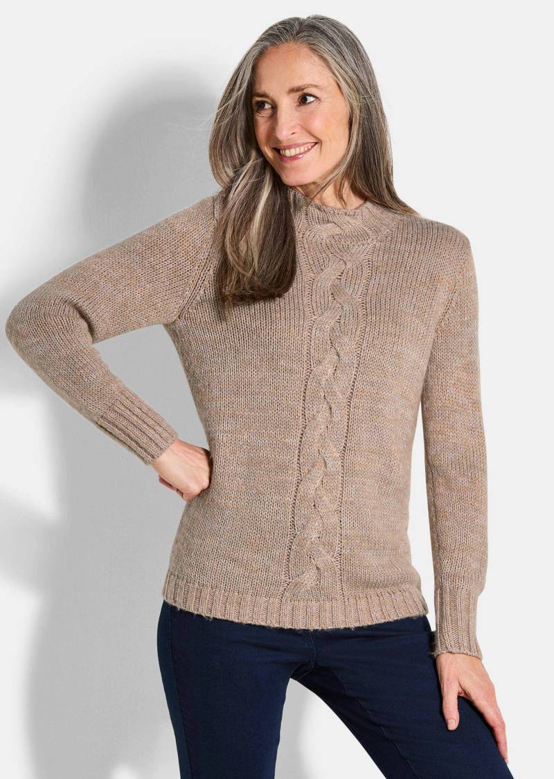 Strickpullover mit Zopfstrick - beige / gemustert - Gr. 44 von Goldner Fashion von Goldner Fashion