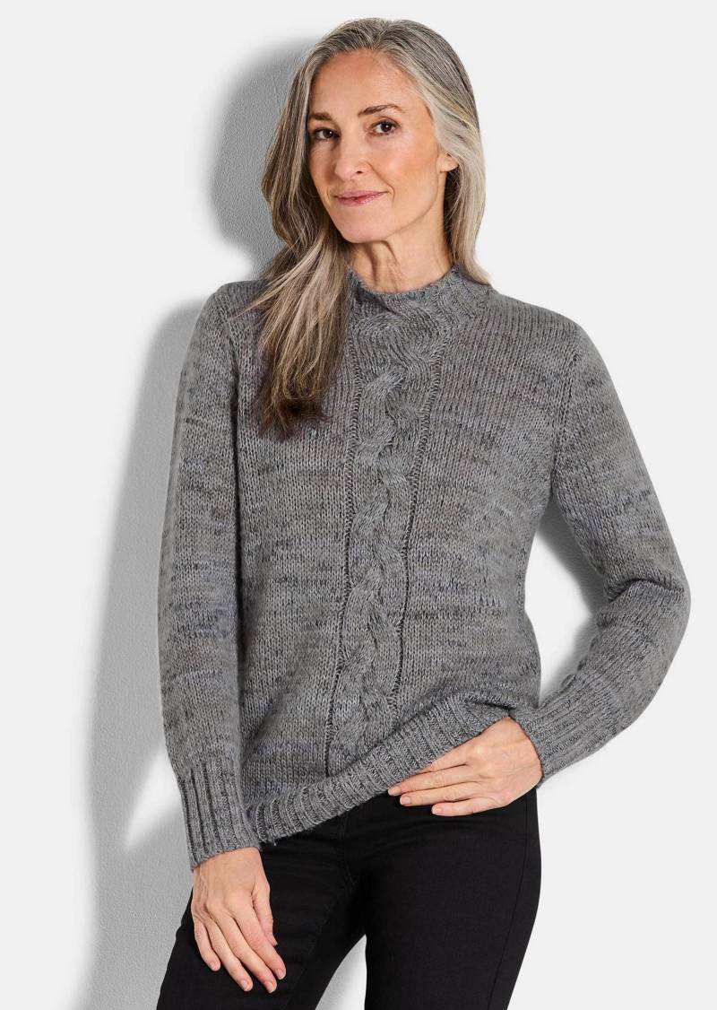 Strickpullover mit Zopfstrick - grau / gemustert - Gr. 40 von Goldner Fashion von Goldner Fashion