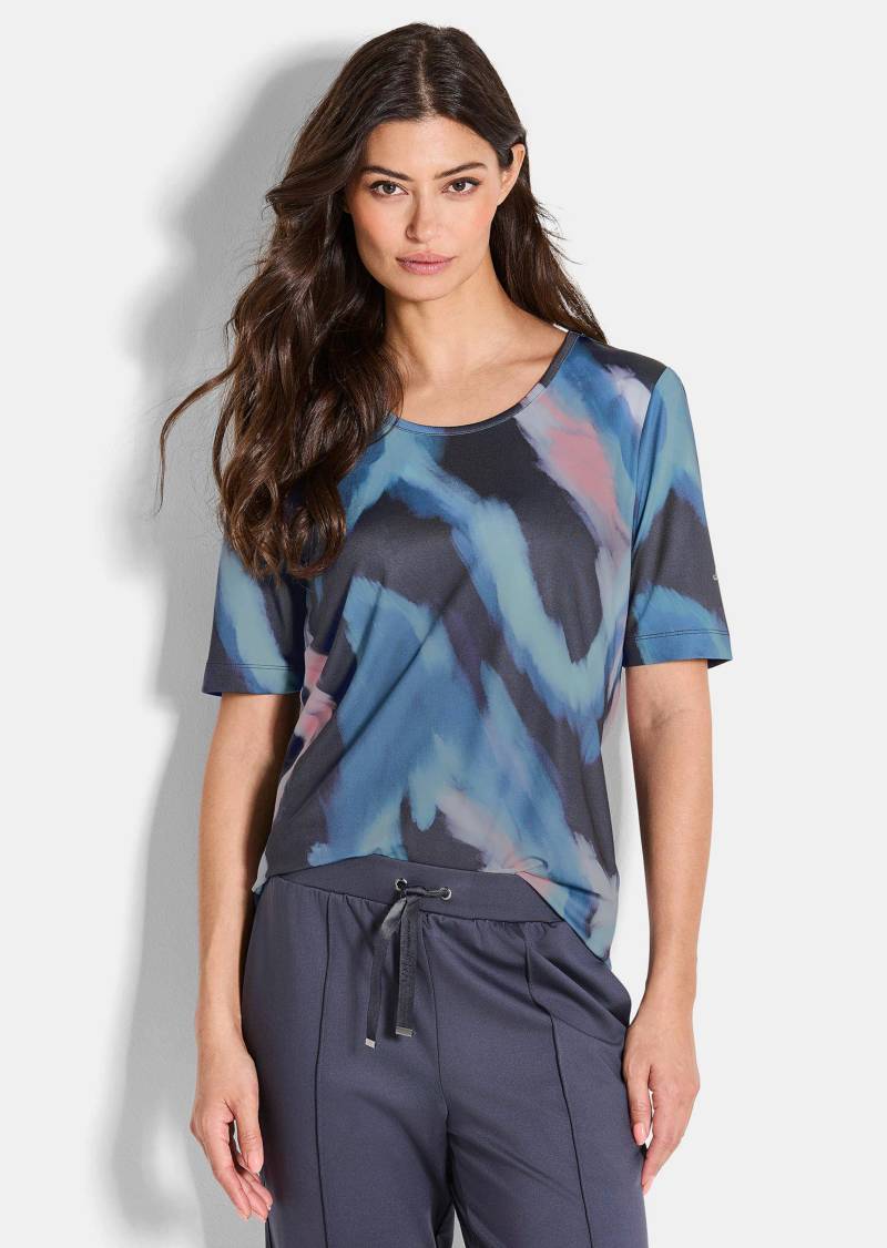 T-Shirt in Batik-Optik - rauchblau / smaragd / gemustert - Gr. 44 von Goldner Fashion von Goldner Fashion
