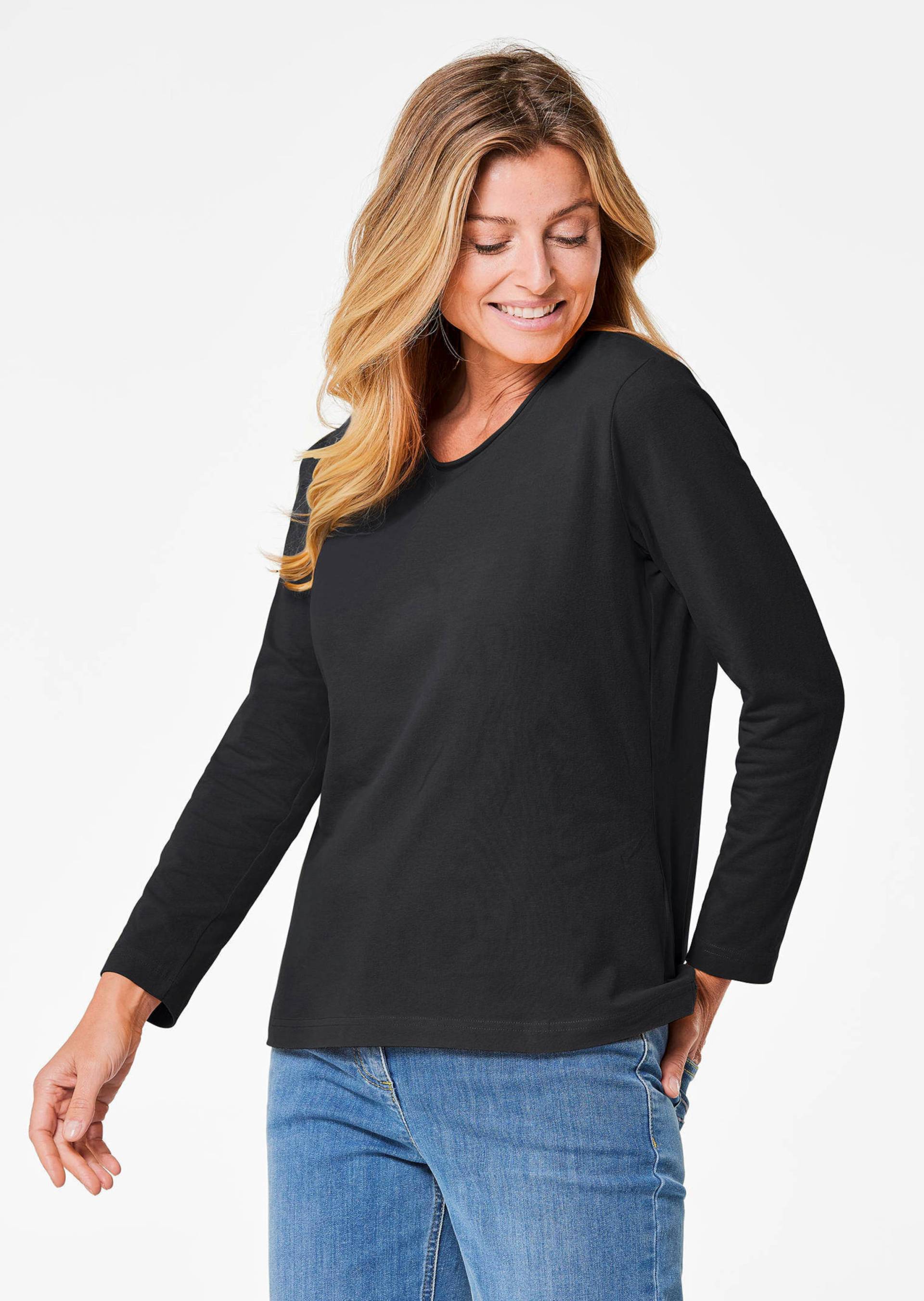 T-Shirt mit Rundhals - schwarz - Gr. 48 von Goldner Fashion von Goldner Fashion