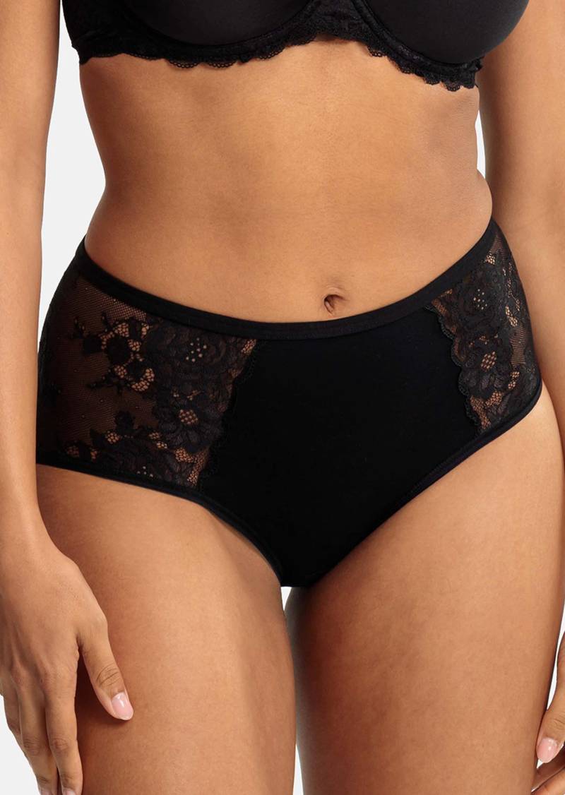 Taillenslip mit Spitzeneinsatz - schwarz - Gr. 38 von Goldner Fashion von Goldner Fashion