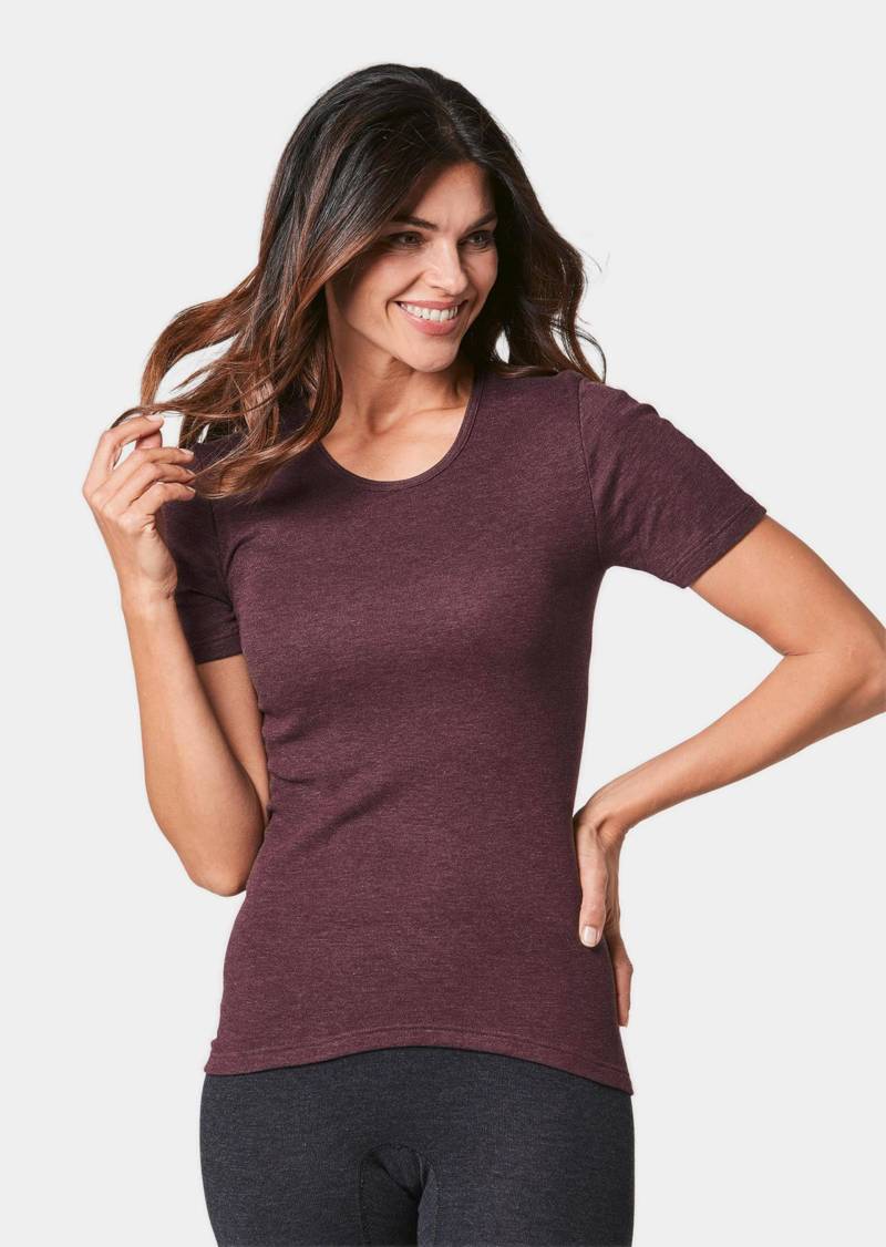 Thermo Damen-Unterwäsche Halbarmshirt - bordeaux / melange - Gr. 36 von Goldner Fashion von Goldner Fashion