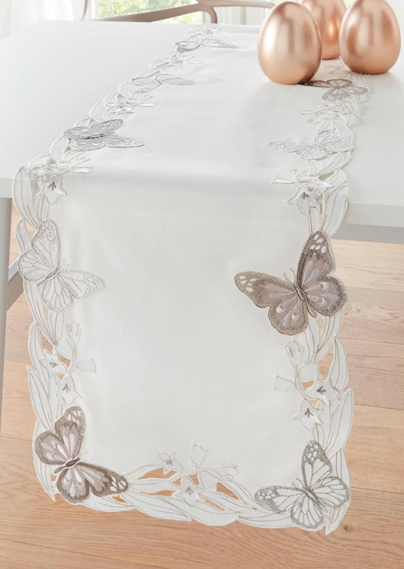 Tischläufer - weiß - Gr. 01 von Goldner Fashion von Goldner Fashion