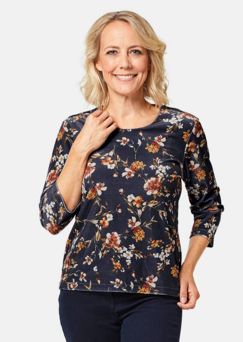 Trageangenehmes Pannesamt-Shirt - marine / braun / gemustert - Gr. 23 von Goldner Fashion von Goldner Fashion