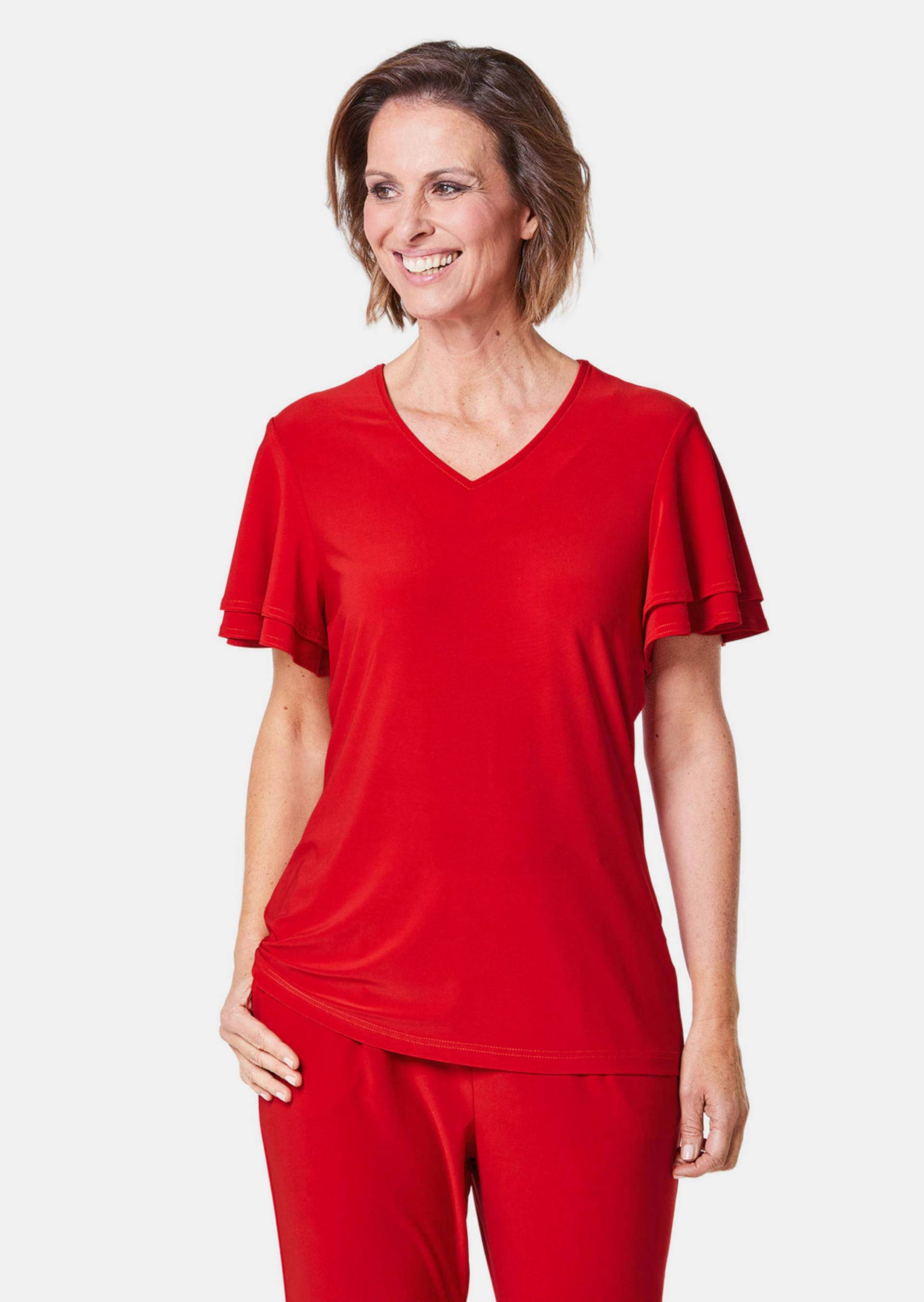 Trageangenehmes V-Ausschnitt T-Shirt - rot - Gr. 25 von Goldner Fashion von Goldner Fashion