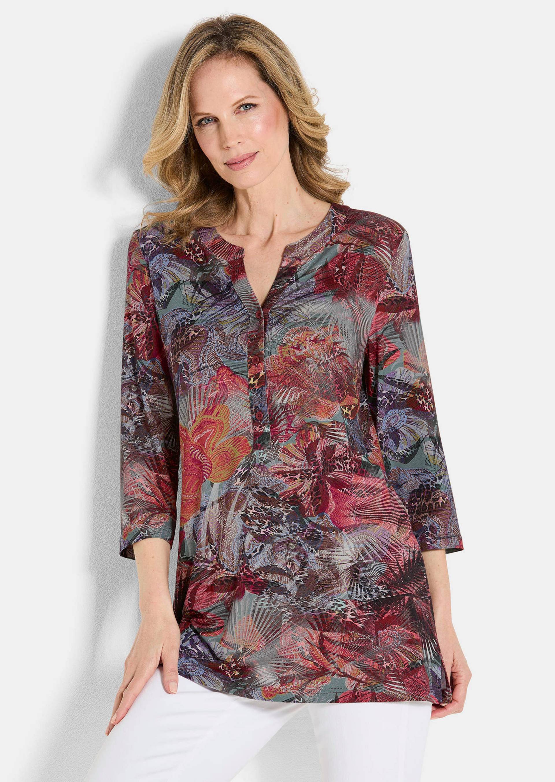 Tunika mit Knopfleiste aus Jersey - bunt / gemustert - Gr. 24 von Goldner Fashion von Goldner Fashion