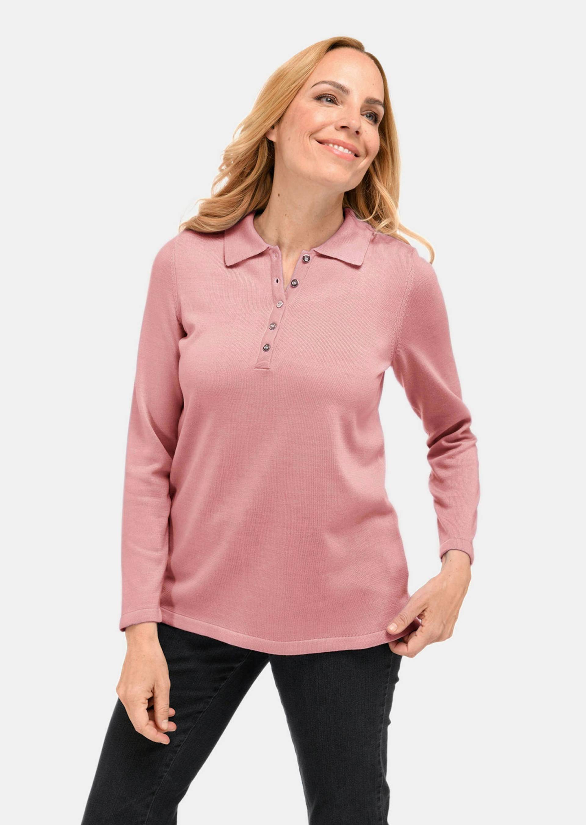Unkomplizierter Pullover mit Polokragen - altrosé - Gr. 19 von Goldner Fashion von Goldner Fashion
