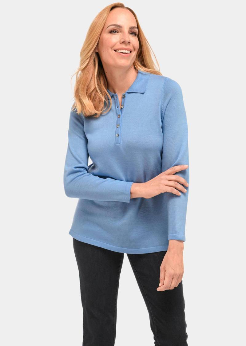 Unkomplizierter Pullover mit Polokragen - hellblau - Gr. 48 von Goldner Fashion von Goldner Fashion