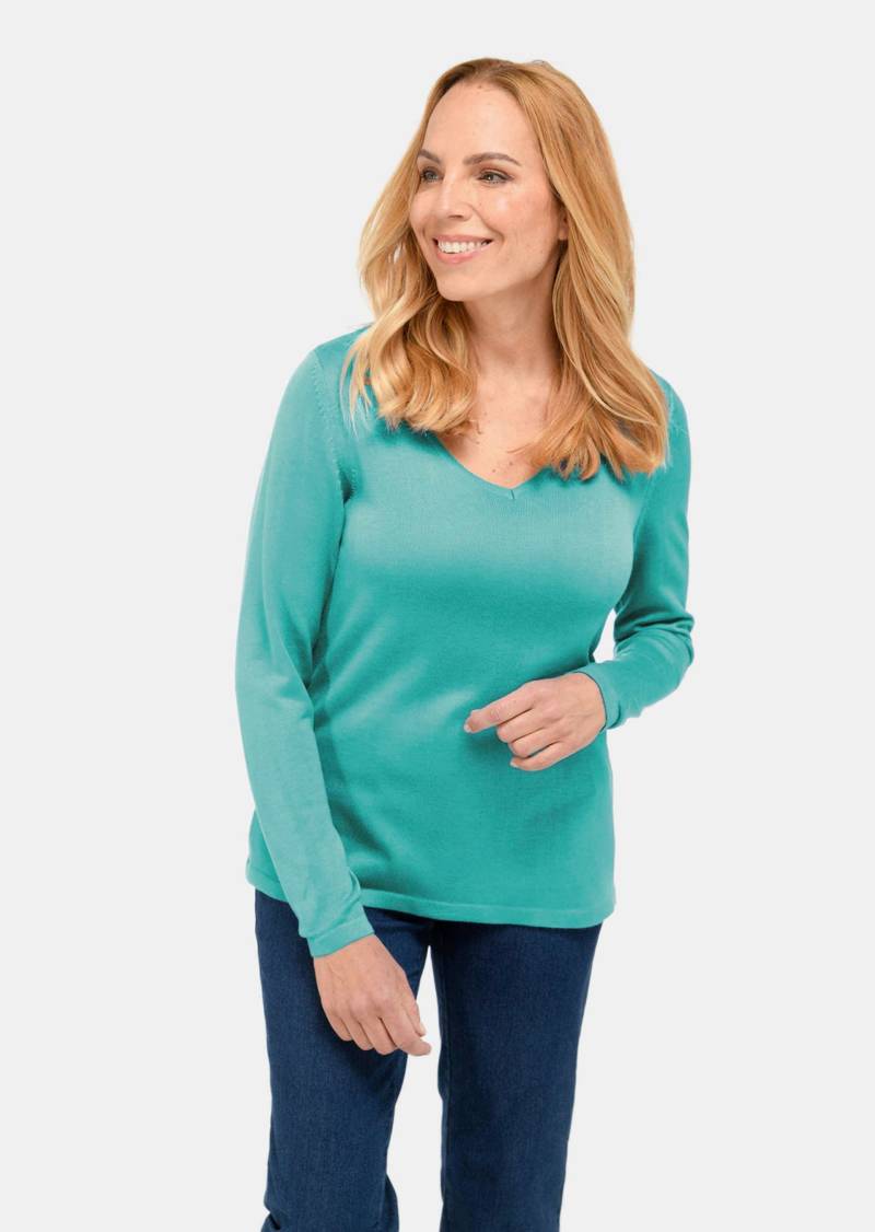 Unkomplizierter Pullover mit V-Ausschnitt - smaragd - Gr. 48 von Goldner Fashion von Goldner Fashion