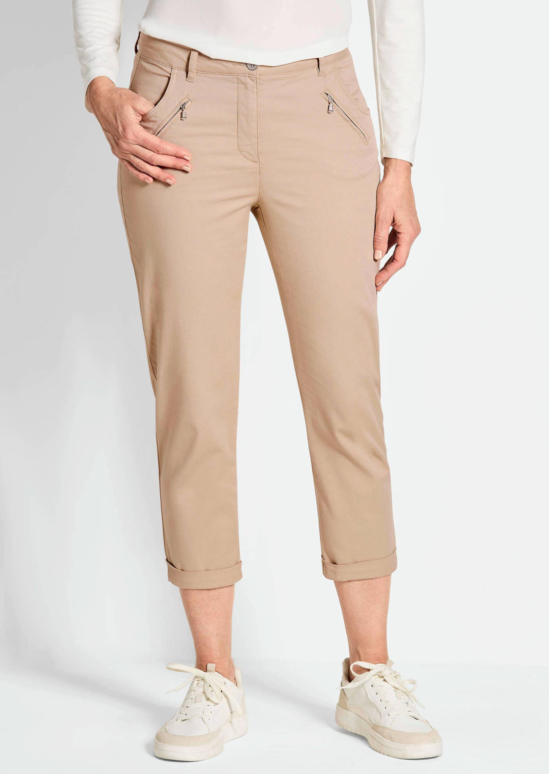 Verkürzte Chino-Hose LOUISA extra weich - beige - Gr. 38 von Goldner Fashion von Goldner Fashion