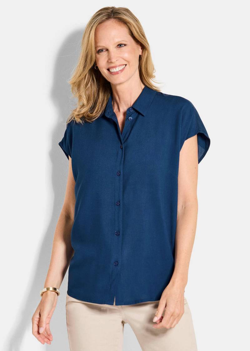 Viskose-Bluse mit Hemdkragen - dunkelblau - Gr. 21 von Goldner Fashion von Goldner Fashion
