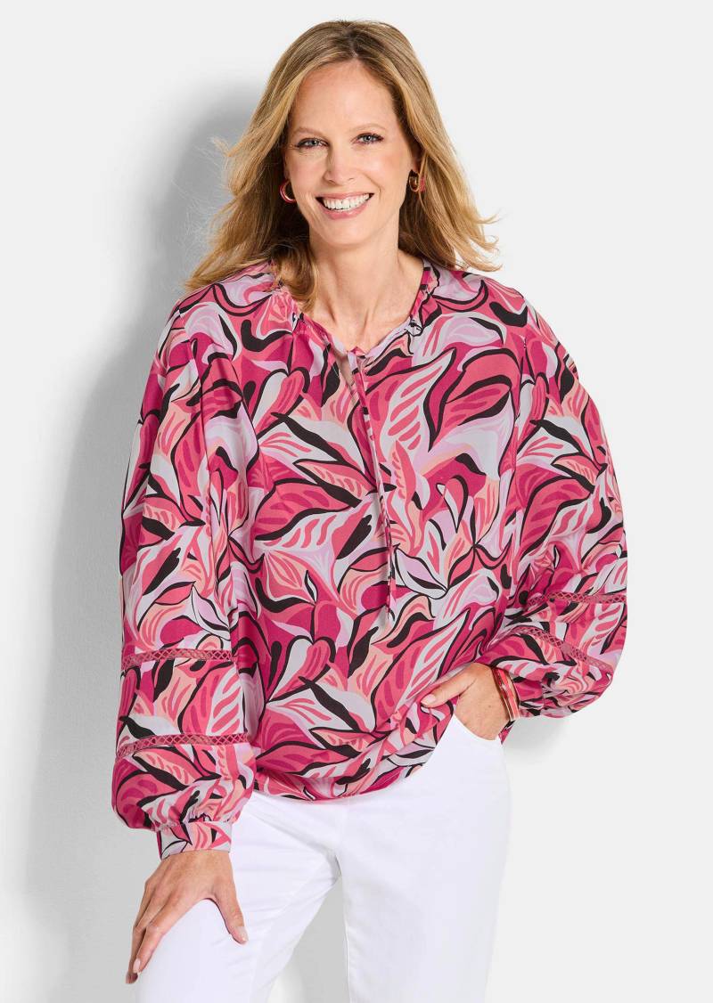 Viskose-Bluse mit Statement-Ärmeln - pink / gemustert - Gr. 38 von Goldner Fashion von Goldner Fashion
