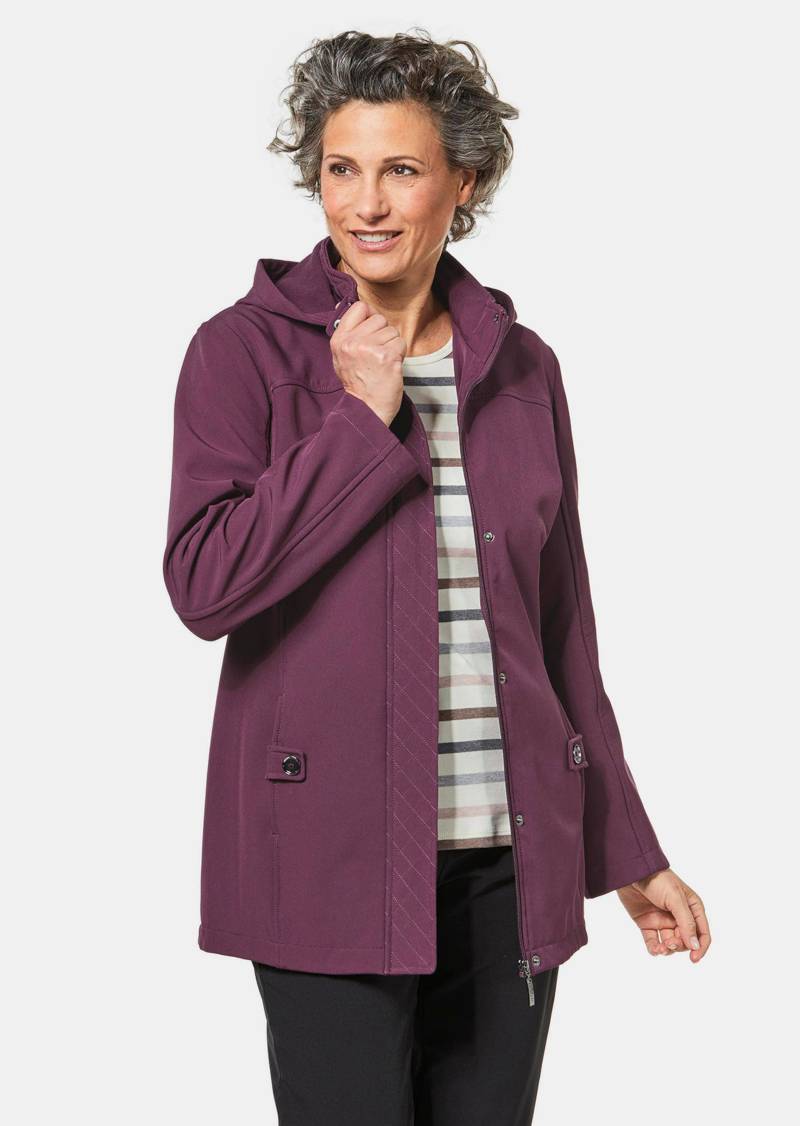 Wasserabweisende Softshelljacke mit Kapuze - aubergine - Gr. 48 von Goldner Fashion von Goldner Fashion