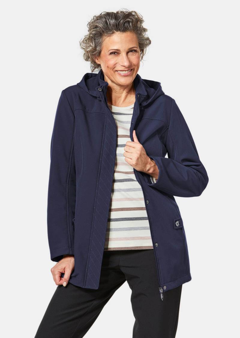 Wasserabweisende Softshelljacke mit Kapuze - marine - Gr. 44 von Goldner Fashion von Goldner Fashion