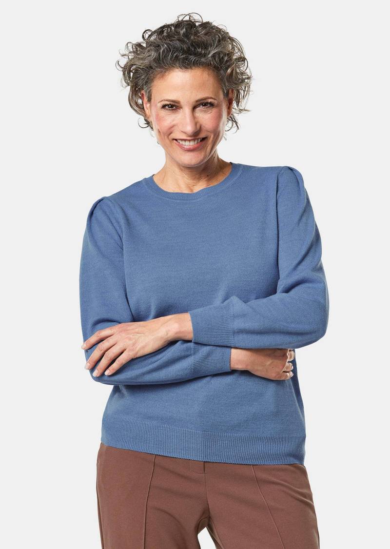 Weicher Strickpullover mit modernen Ballonärmeln - blau - Gr. 50 von Goldner Fashion von Goldner Fashion
