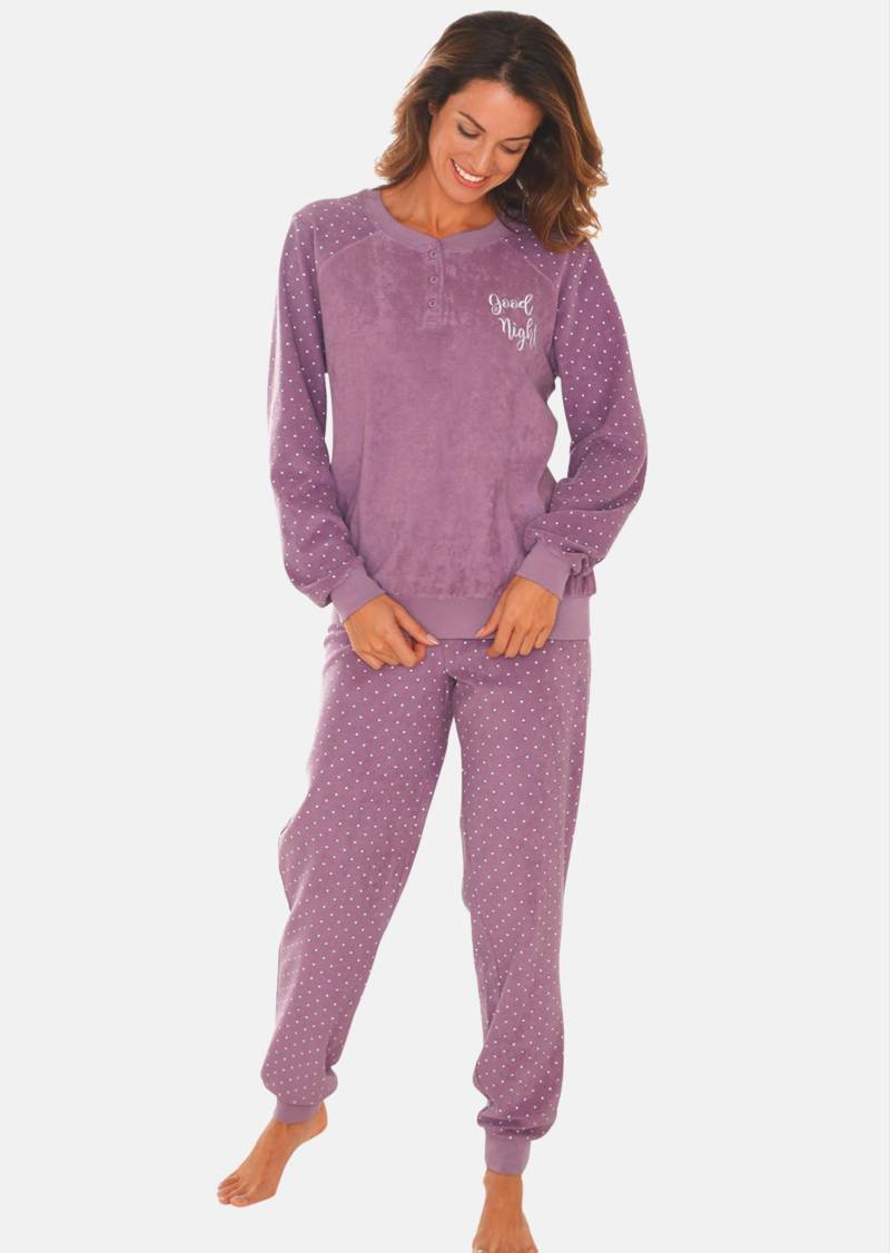 Weicher & bequemer Frotte-Pyjama mit Bündchen - beere / gemustert - Gr. 24/25 von Goldner Fashion von Goldner Fashion
