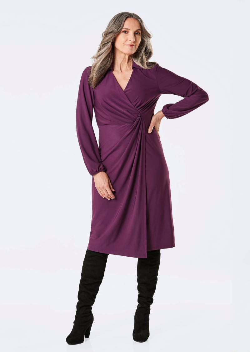 Wickelkleid mit Hemdkragen - aubergine - Gr. 48 von Goldner Fashion von Goldner Fashion