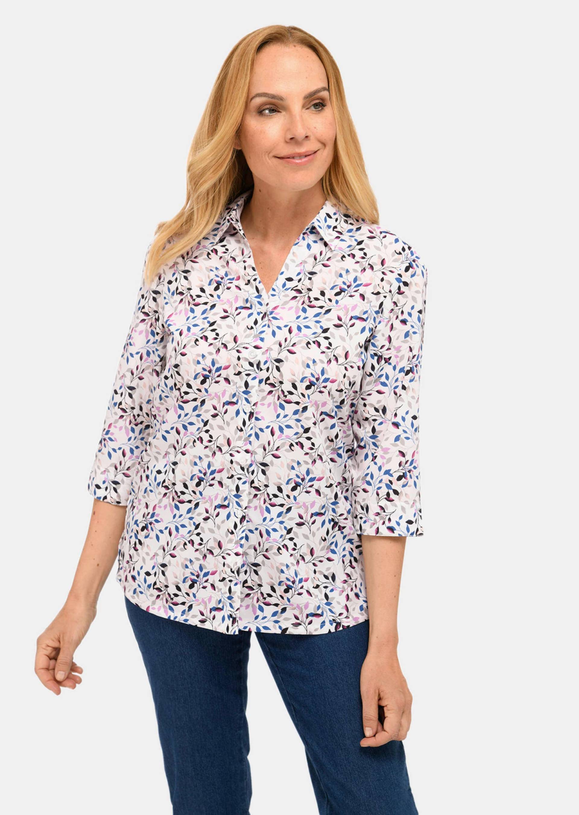 Wunderschöne Bluse mit floralem Druck - cremeweiß - Gr. 20 von Goldner Fashion von Goldner Fashion