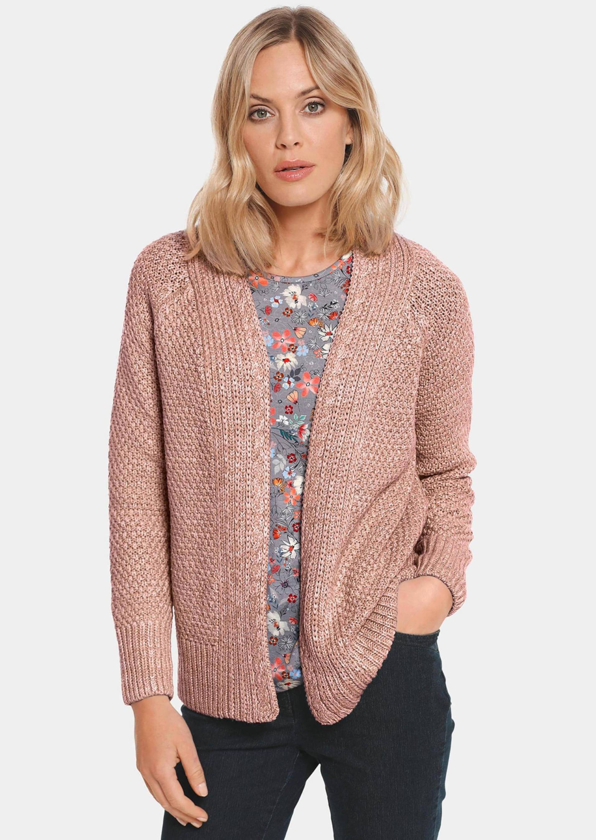 Zeitlose Strickjacke in Grobstrick - rosé / melange - Gr. 19 von Goldner Fashion von Goldner Fashion