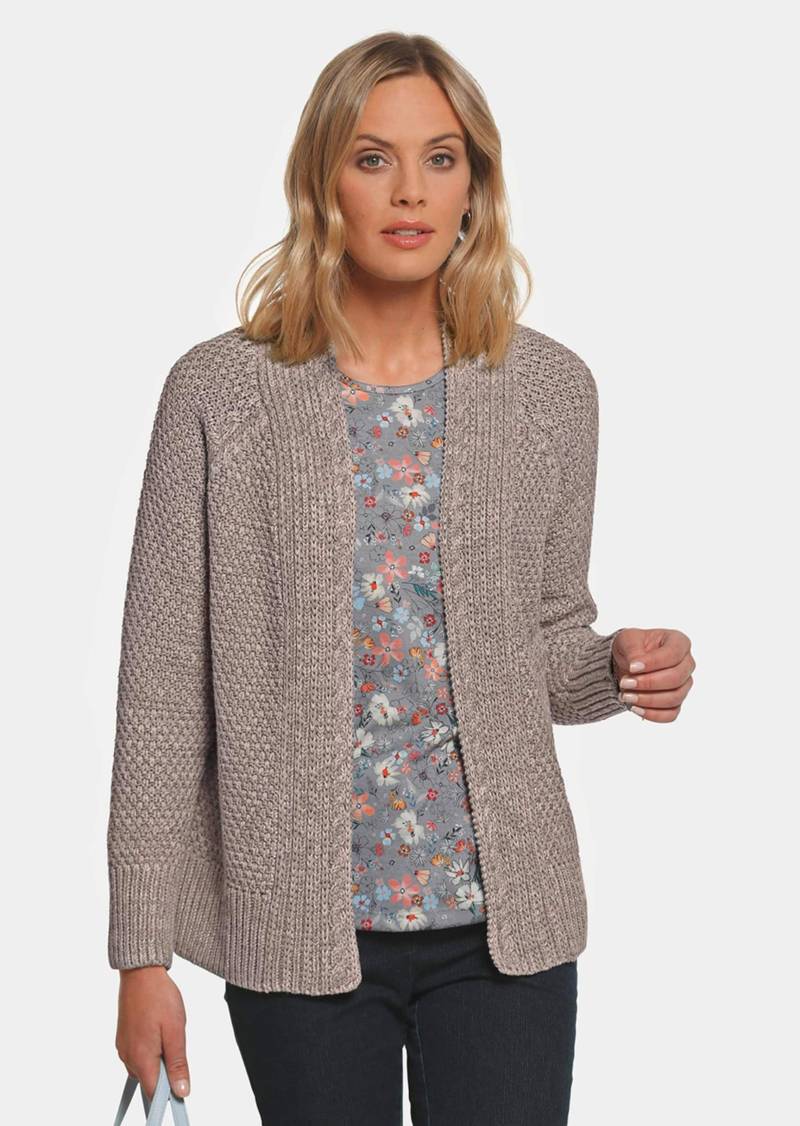 Zeitlose Strickjacke in Grobstrick - taupe / melange - Gr. 50 von Goldner Fashion von Goldner Fashion