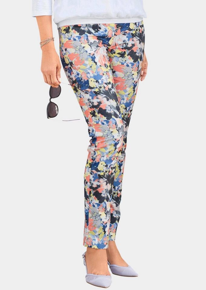 GOLDNER Stoffhose Druckhose mit ausgefallenem Blumenmuster von Goldner