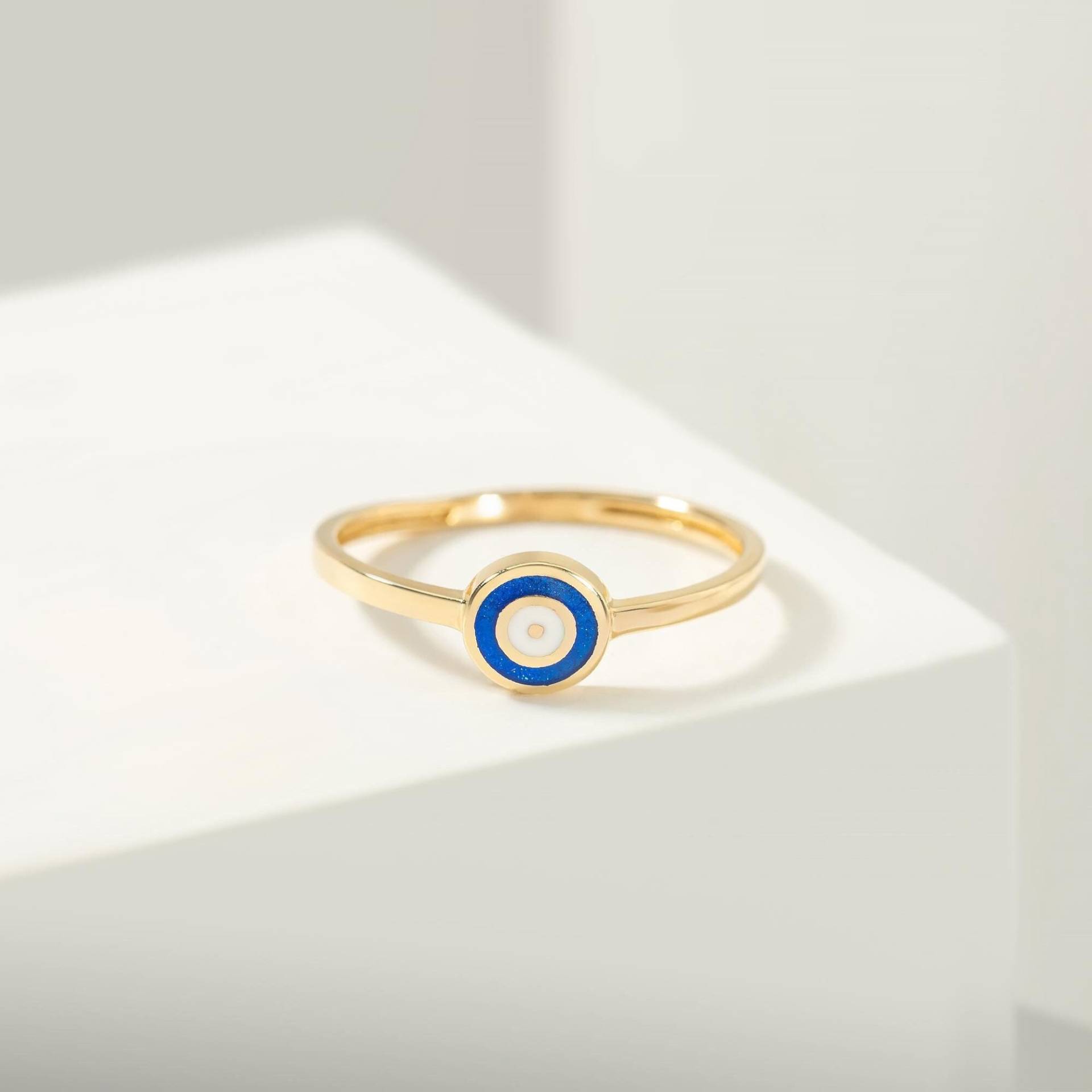 14K Gold Evil Eye Stapelbare Ringe Schmuck Blau von GoldofAmericaJewels