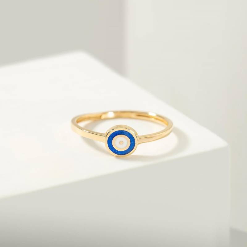 14K Gold Evil Eye Stapelbare Ringe Schmuck Blau von GoldofAmericaJewels