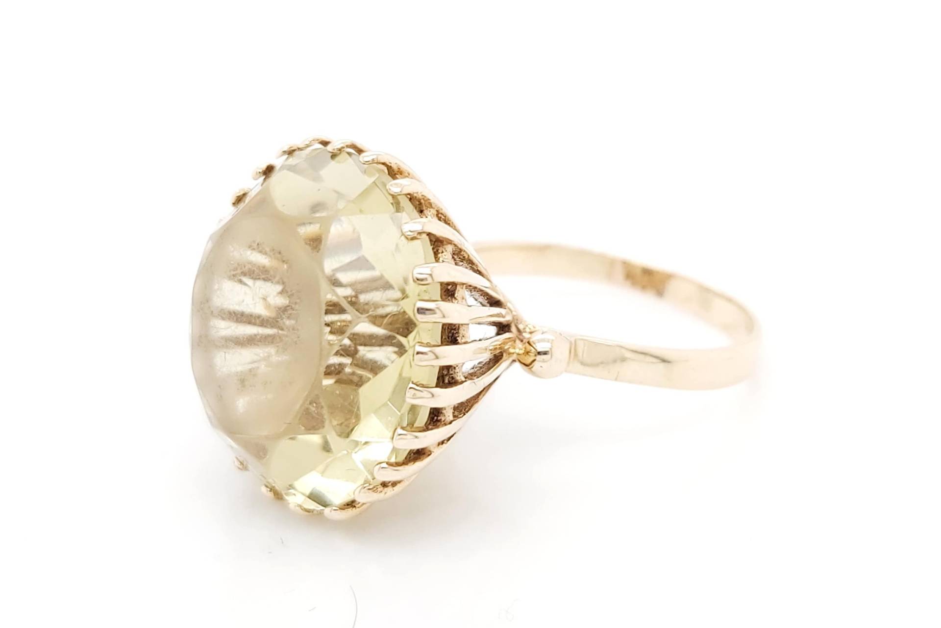 10K Gelbgold Damen Cocktail Ring Mit August Peridot Geburtsstein von GoldofMilano