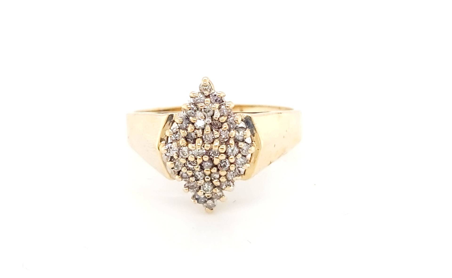 10K Gelbgold Marquise Form Diamant Cluster Ring von GoldofMilano