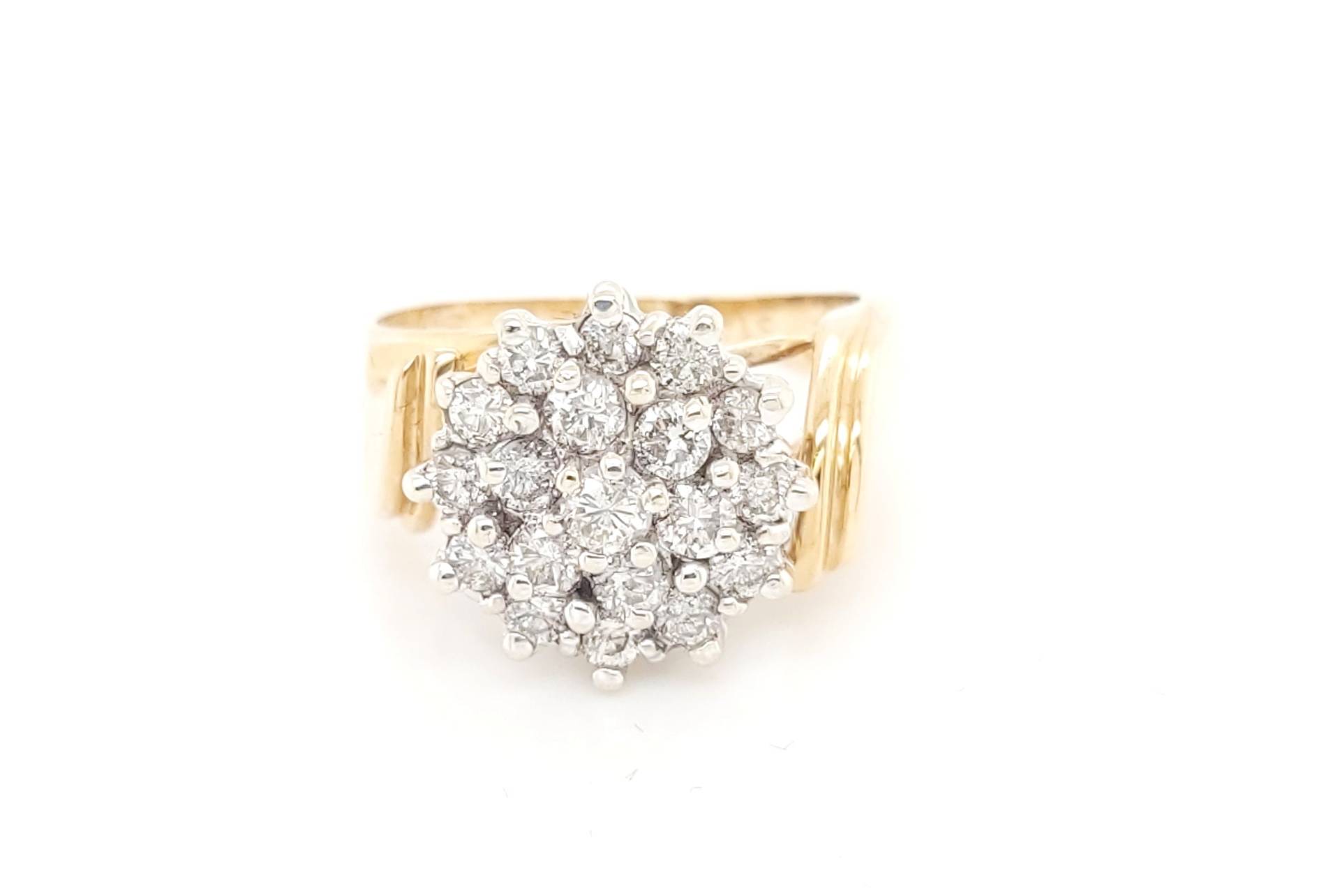 10K Zweifarbiger Gold Diamant Cluster Ring 1, 00Ct von GoldofMilano