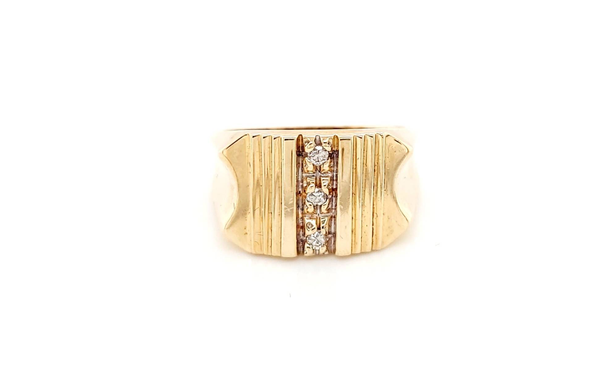 14K Gelbgold Diamant Herrenring von GoldofMilano