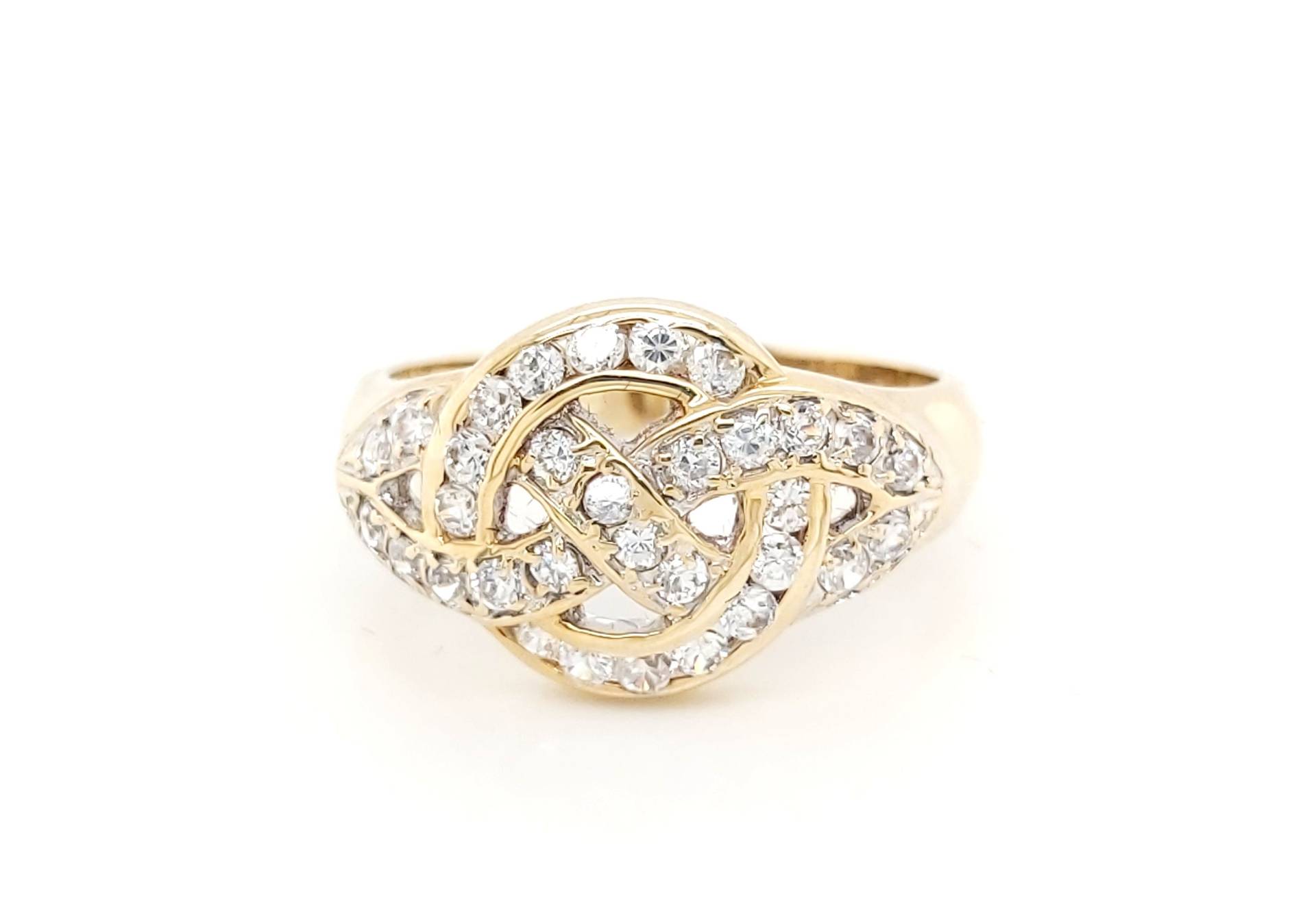 14K Gelbgold Infinity & Kreis Ring Mit Cz Steinen von GoldofMilano