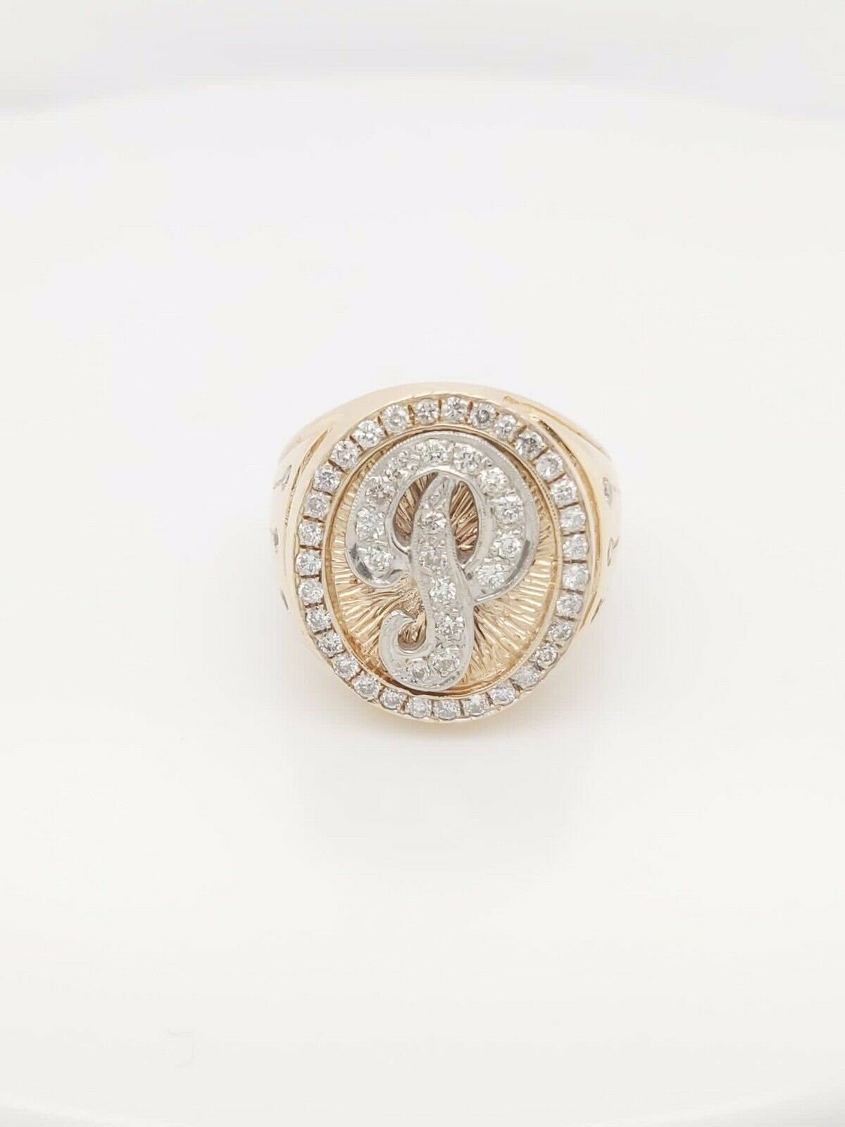 14K Gelbgold Initial Script P Diamant Ring 1.00Ct von GoldofMilano