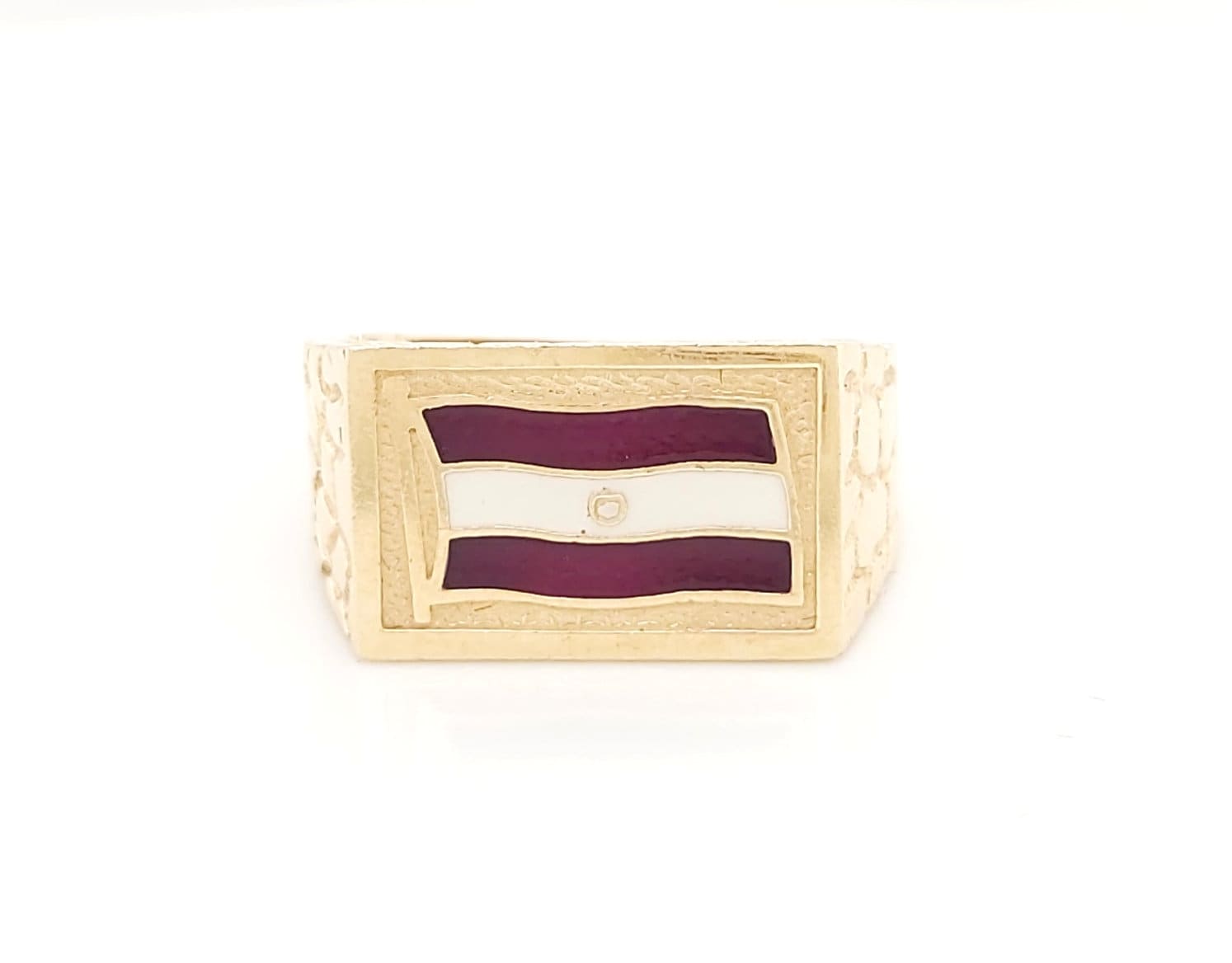 14K Gelbgold Nicaragua Flagge Ring von GoldofMilano