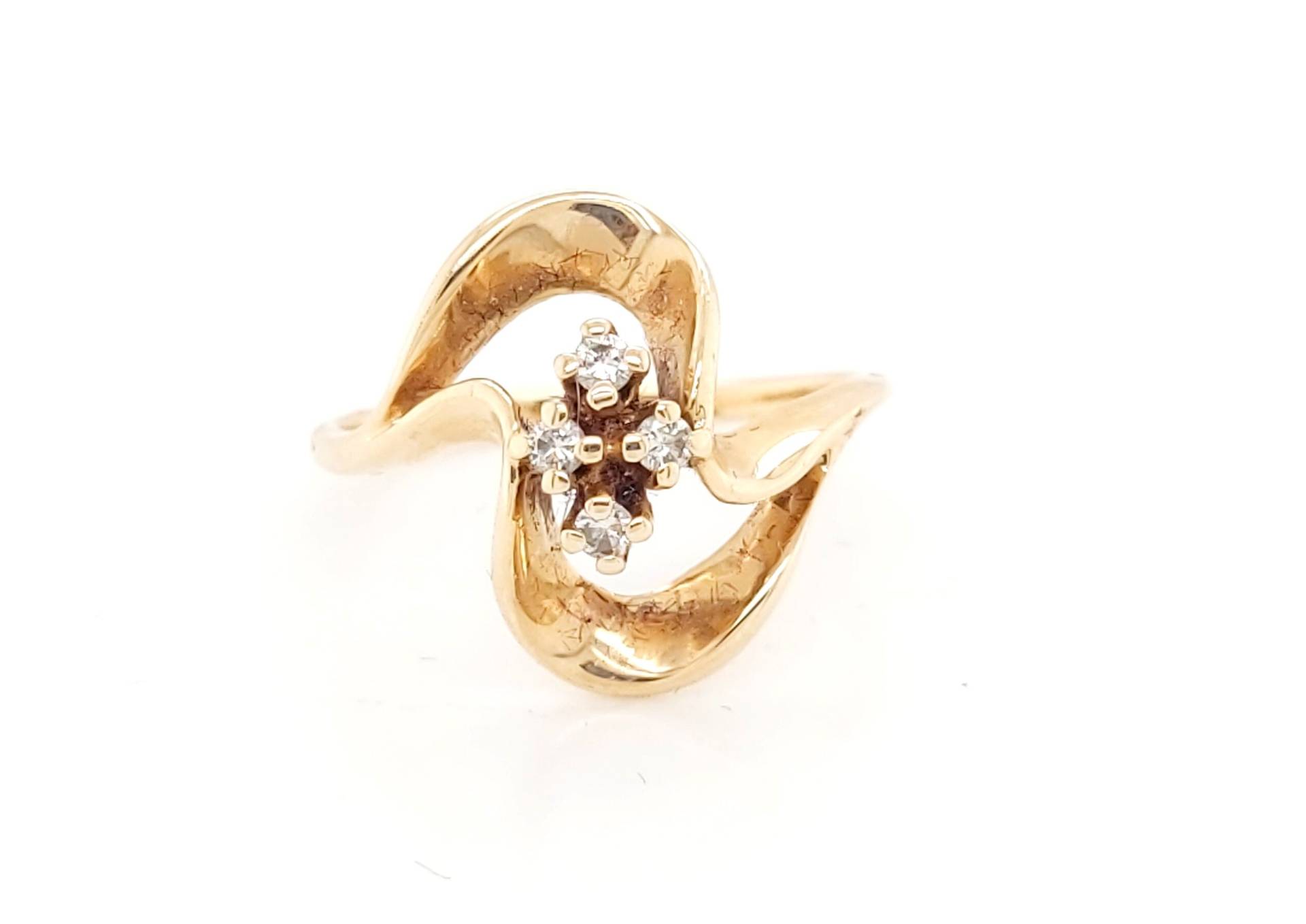 14K Gelbgold S Diamant Frauen Cocktail Ring von GoldofMilano