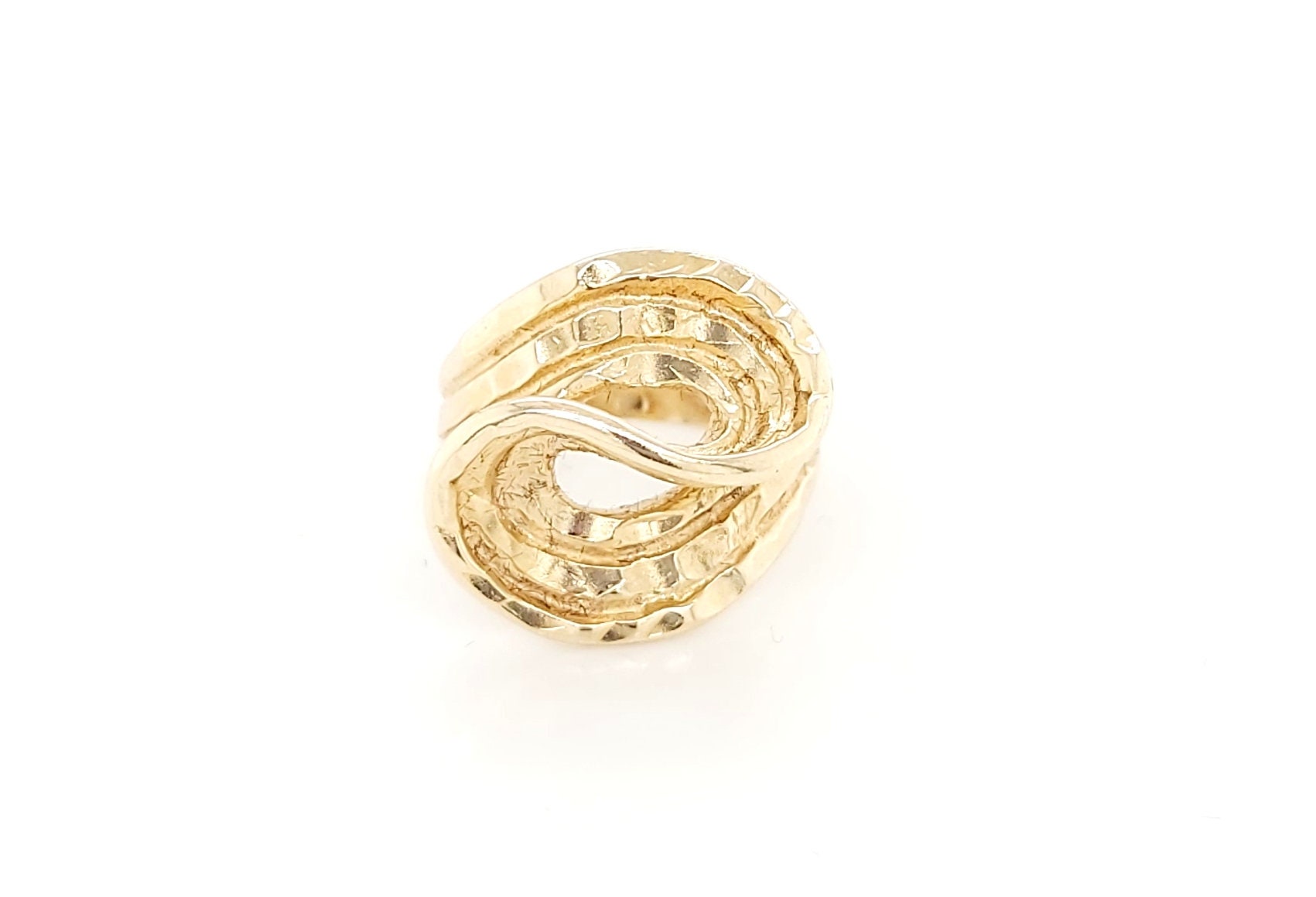 14K Gelbgold S Form Damen Cocktail Ring von GoldofMilano