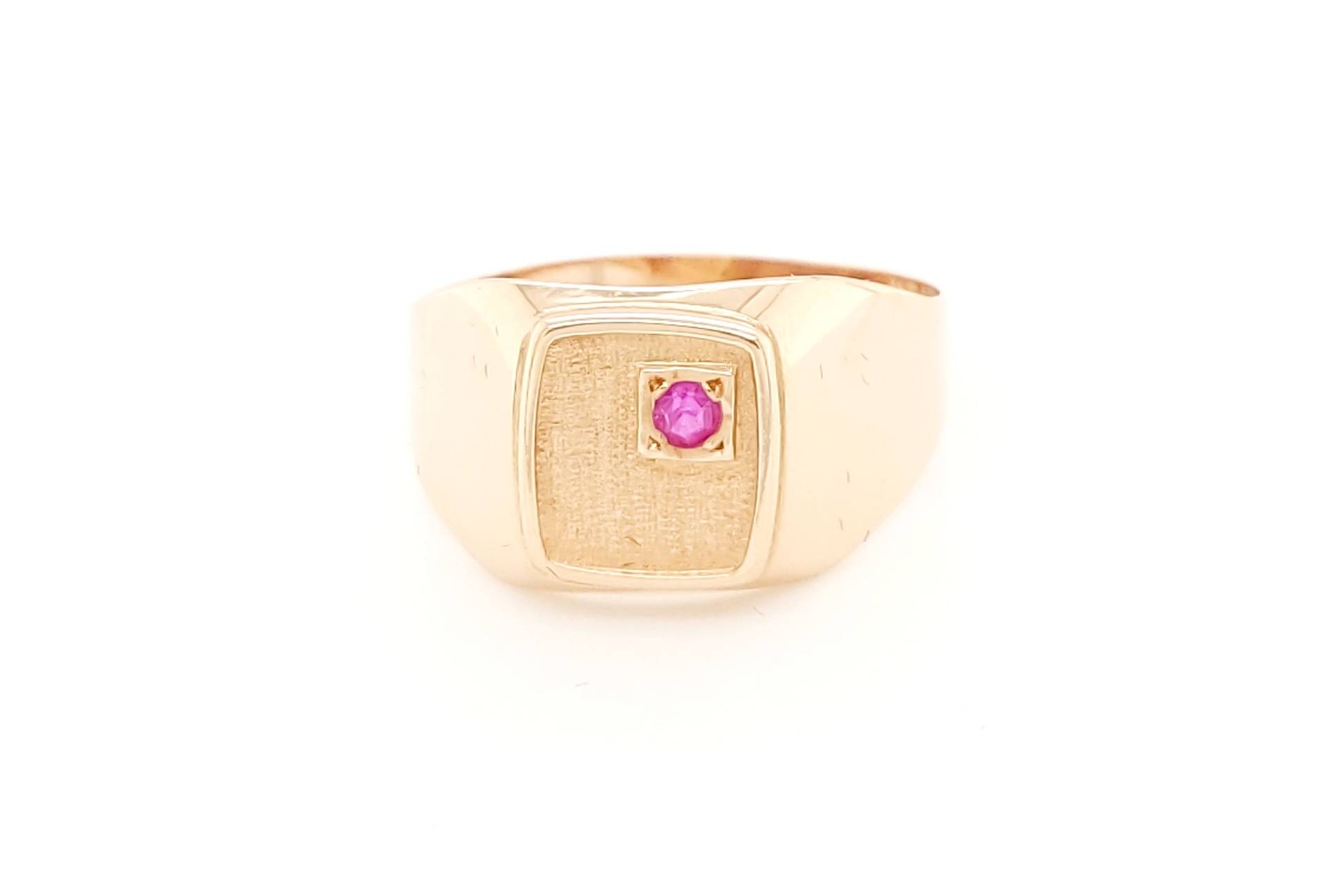 14K Roségold Herren Signet Ring Mit Rubin von GoldofMilano