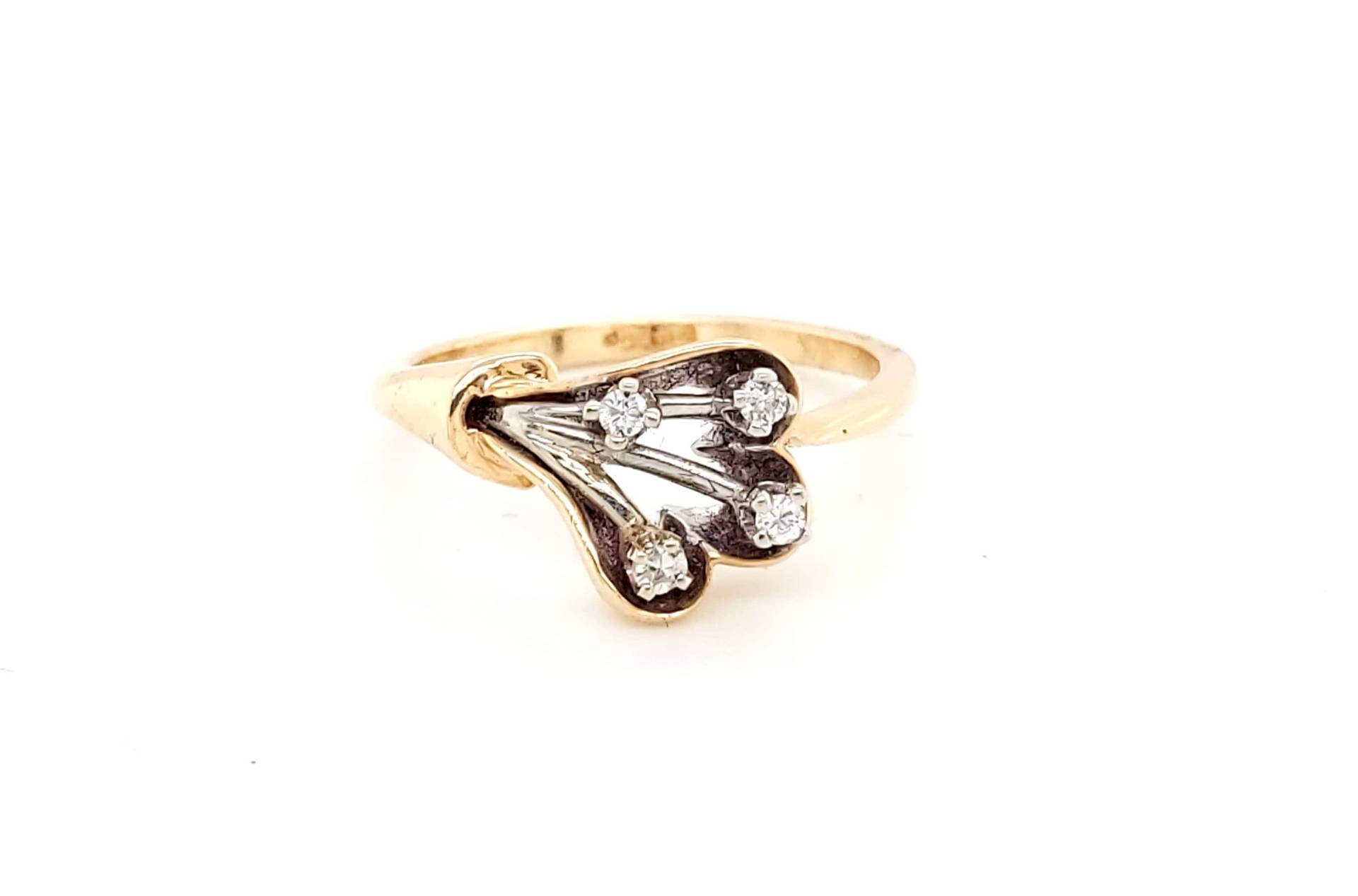 14K Zweifarbiger Gold Damen Diamant Blumen Ring von GoldofMilano