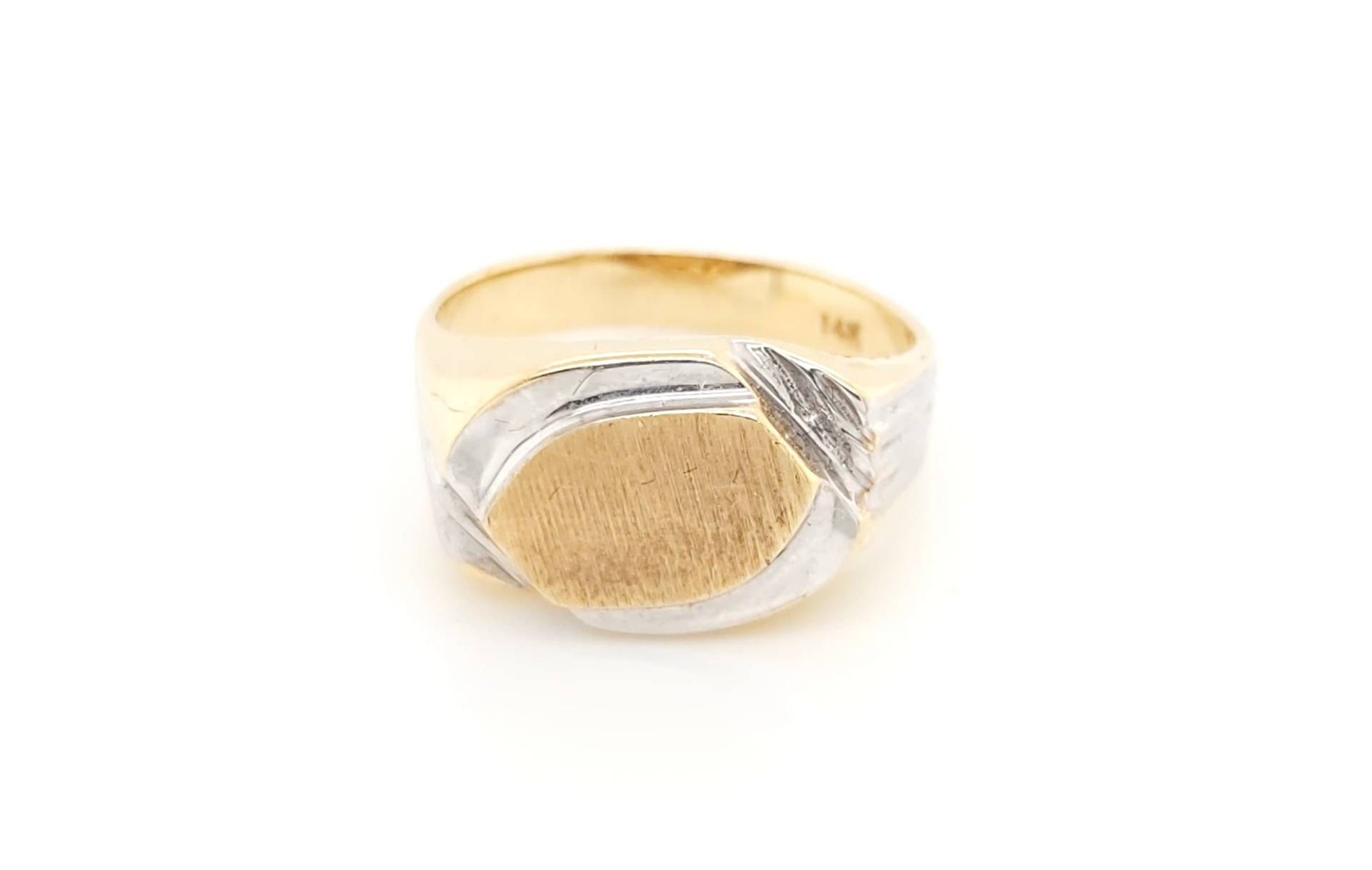 14K Zweifarbiger Gold Herren Signet Ring von GoldofMilano