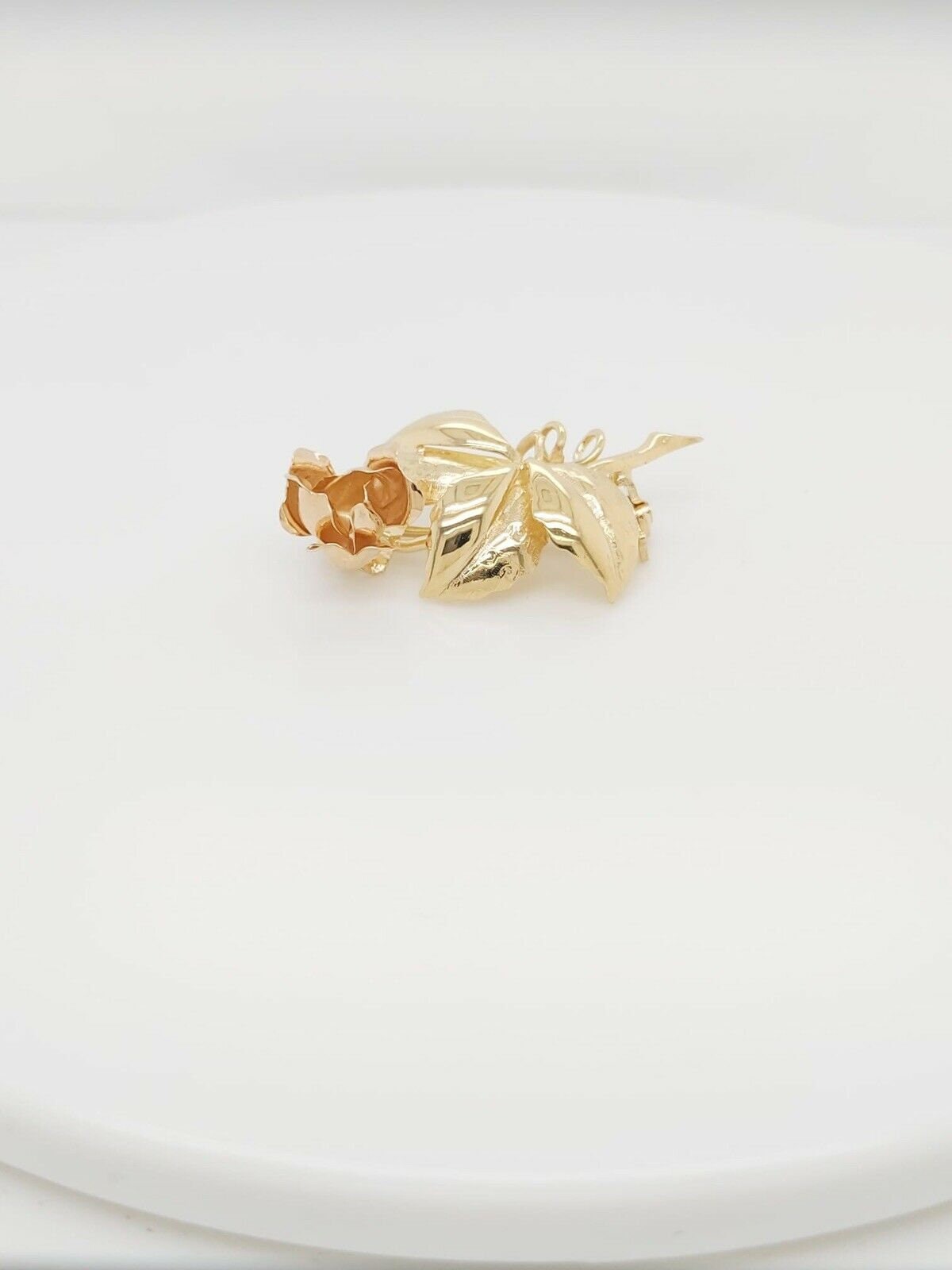 18K Gelbgold Blume Rose Brosche Pin Anhänger von GoldofMilano