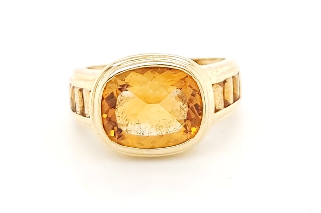 18K Gelbgold Citrin November Geburtsstein Ring von GoldofMilano