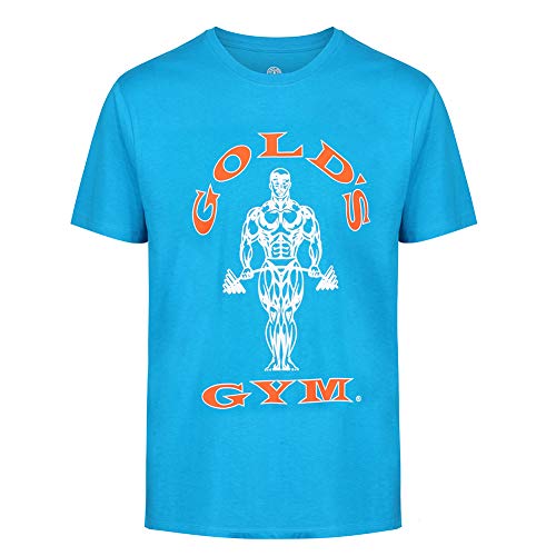 Gold's Gym Herren Ggtop009 Langarmshirt mit Kapuze Gym T-Shirt, Türkis/Orange, L von Gold's Gym