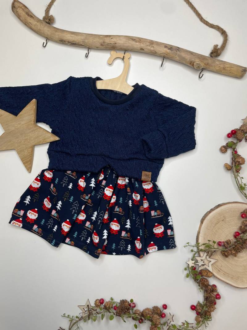 Girlysweater Blau, Kleid Mädchen, Weihnachten Outfit von GoldschatzCaroMade