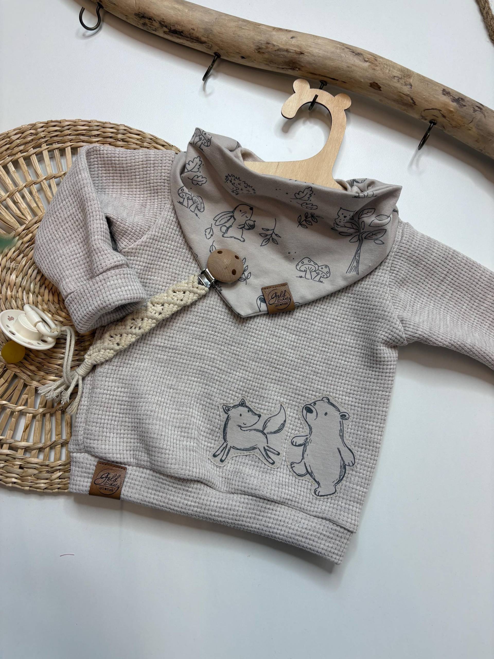 Langarmshirt, Kinder, Pulli, Pullover, Bär, Fuchs, Oberteil, Mädchen Und Jungen Beige von GoldschatzCaroMade