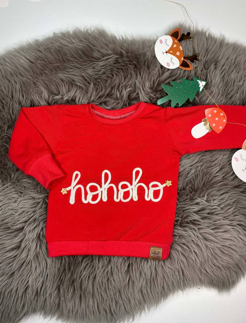 Weihnachten Weihnachtspulli Pulli Für Kinder Mit Dem Schriftzug Hohoho Advent Rot von GoldschatzCaroMade
