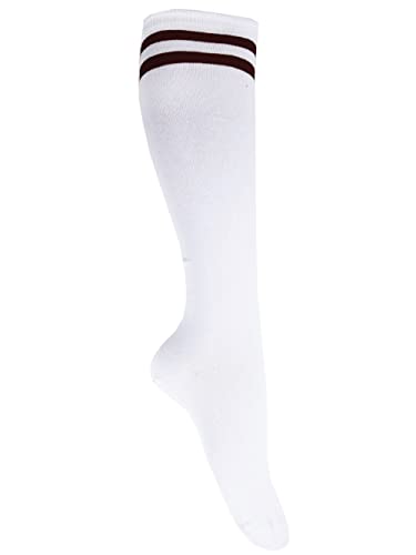 Goldschmidt Kostüme Kniestrümpfe College-Style | Onesize Strümpfe mit Ringeln 36-42 Socken Streifen Damen (weiß schwarz), G0365 von Goldschmidt Kostüme