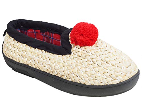 Goldschmidt Kostüme Strohschuhe Maisstroh handgeflochten für Erwachsene und Kinder (Maisstroh schwarz mit rotem Bommel, 33) von Goldschmidt Kostüme