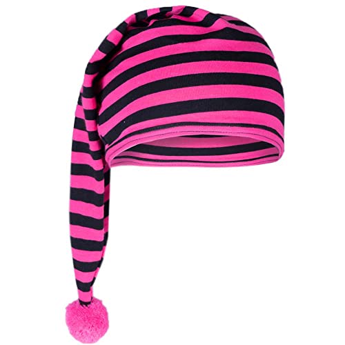 Goldschmidt Kostüme Zipfelmütze Ringel aus Baumwolle | Ringelmütze Schlafmütze für Kinder & Erwachsene | Mütze gestreift Fasching Karneval (pink schwarz | Einheitsgröße für Kinder) von Goldschmidt Kostüme