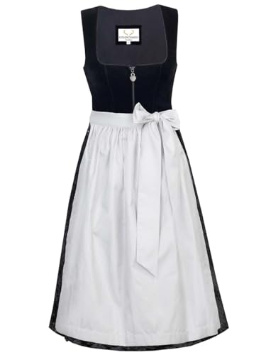 Goldschmidt Trachten Samt-Dirndl Ellie schwarz Silber | Elegantes Dirndl für Damen | Midi 65cm Länge Gr 36 von Goldschmidt Trachten